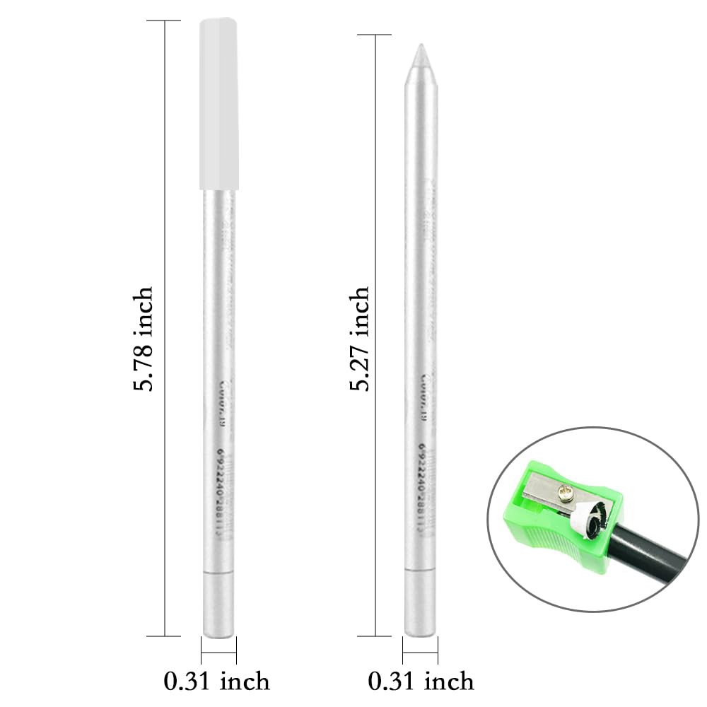 evpct Pearl White Glitter Eyeliner Pencil for Eyes, Pearl White Metallic Shimmer Eye Liner Pencil Makeup Waterproof Smudge Proof, Colored Gel Waterline Eyeliner, Face Eye Paint Stick Halloween Makeup