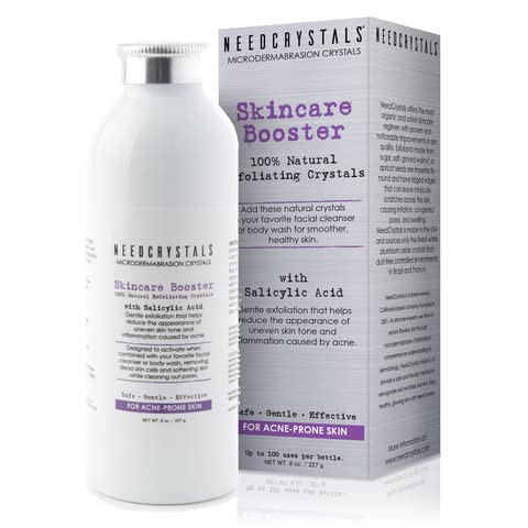 NeedCrystals Microdermabrasion Crystals, DIY Face Scrub with Salicylic Acid. Natural Facial Exfoliator Improves Scars, Blackheads, Pore Size, Blemishes & Skin Texture. 8 oz
