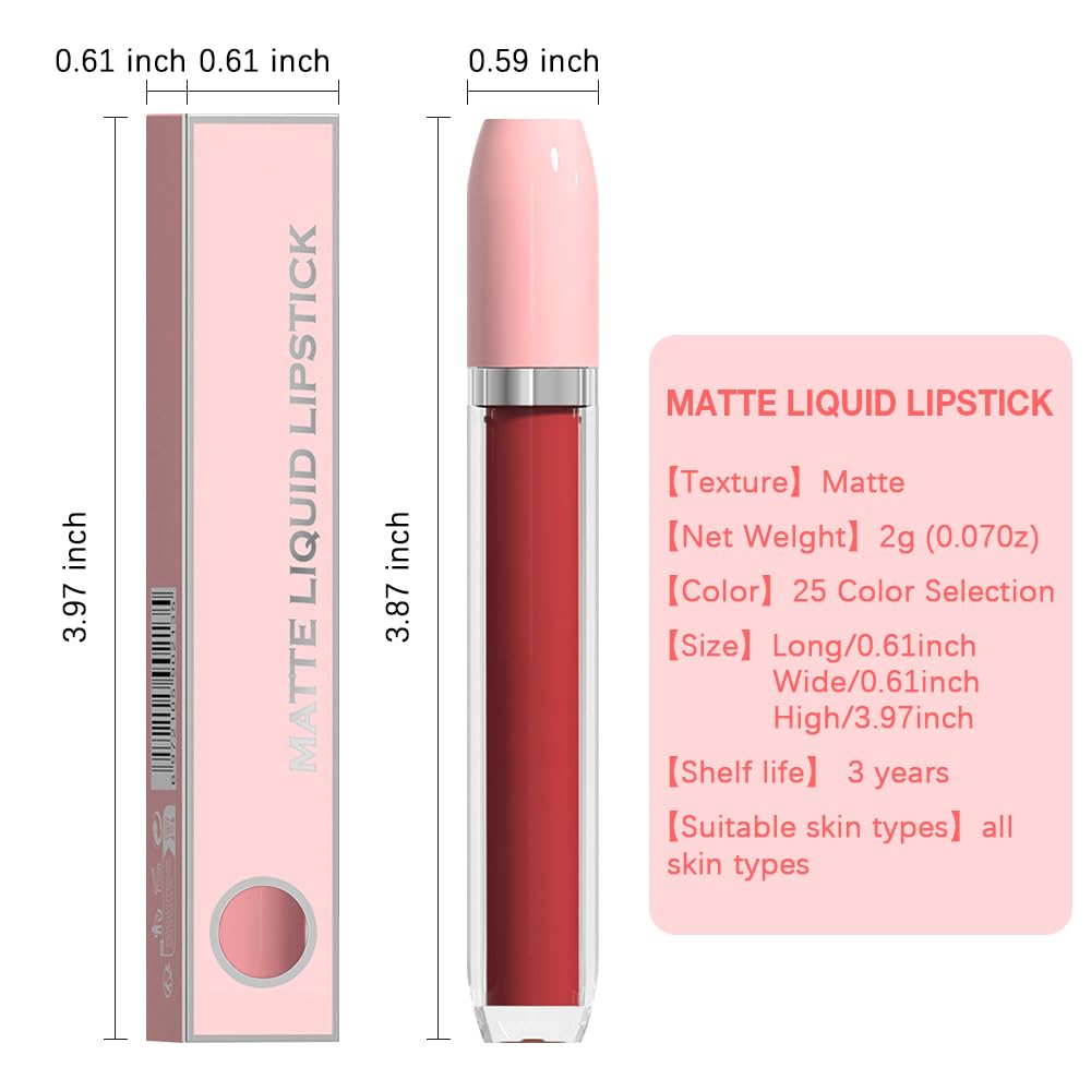 BINGBRUSH Super Matte Longwear No-Budge Stay On Smudge Proof Liquid Lipstick Long Lasting Makeup for Women,Highly Pigmented Color and Instant Shine, Cheeky
