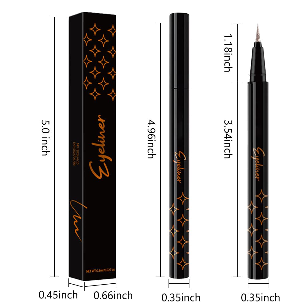 Dark Blue Metallic Glitter Liquid Eyeliner Pen – Long-Lasting Sparkly Waterproof Eyeliner for Women & Men – Tattoo-Effect Eye Makeup for Parties – Delineador Líquido con Brillo 04
