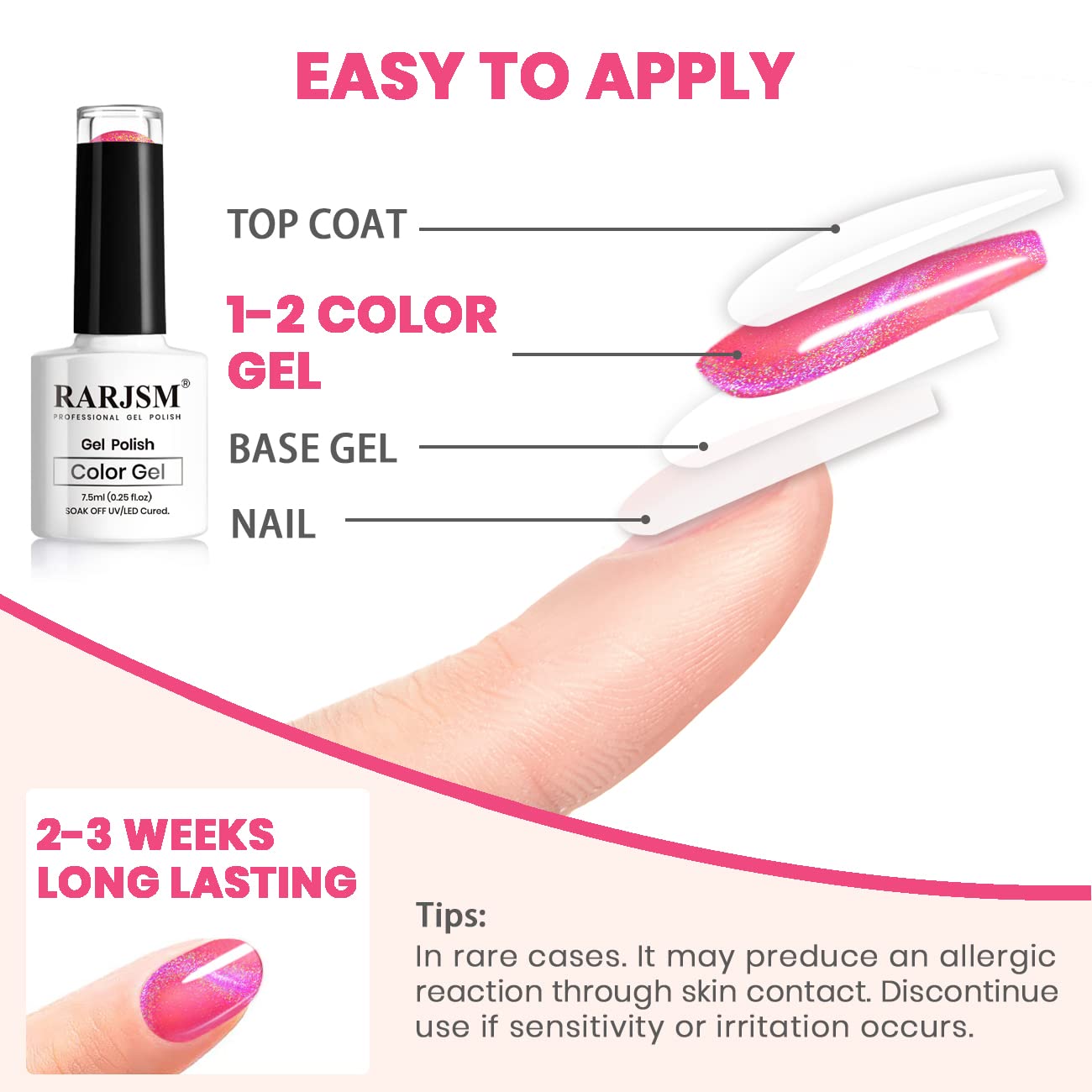 RARJSM Cat Eye Gel Nail Polish, Galaxy Chameleon Magnetic Gelpolish Hot Pink Holographic Glitter Gel Soak Off UV LED DIY Manicure Art for Salon Designs and Home DIY 7.5ML/0.26fl oz