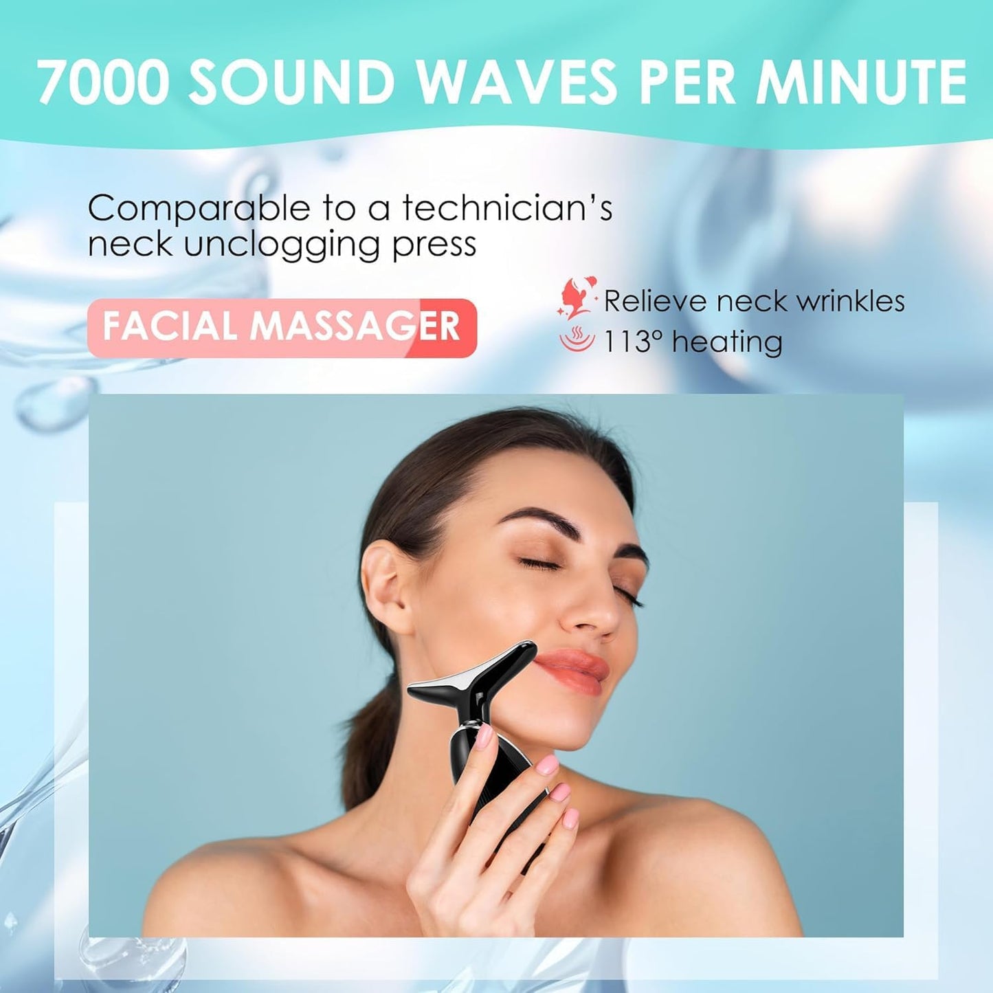 Facial Massager Red-Light-Therapy-for-Face and Neck, Face π² culpting Wand with 7 Color (Bright Black)