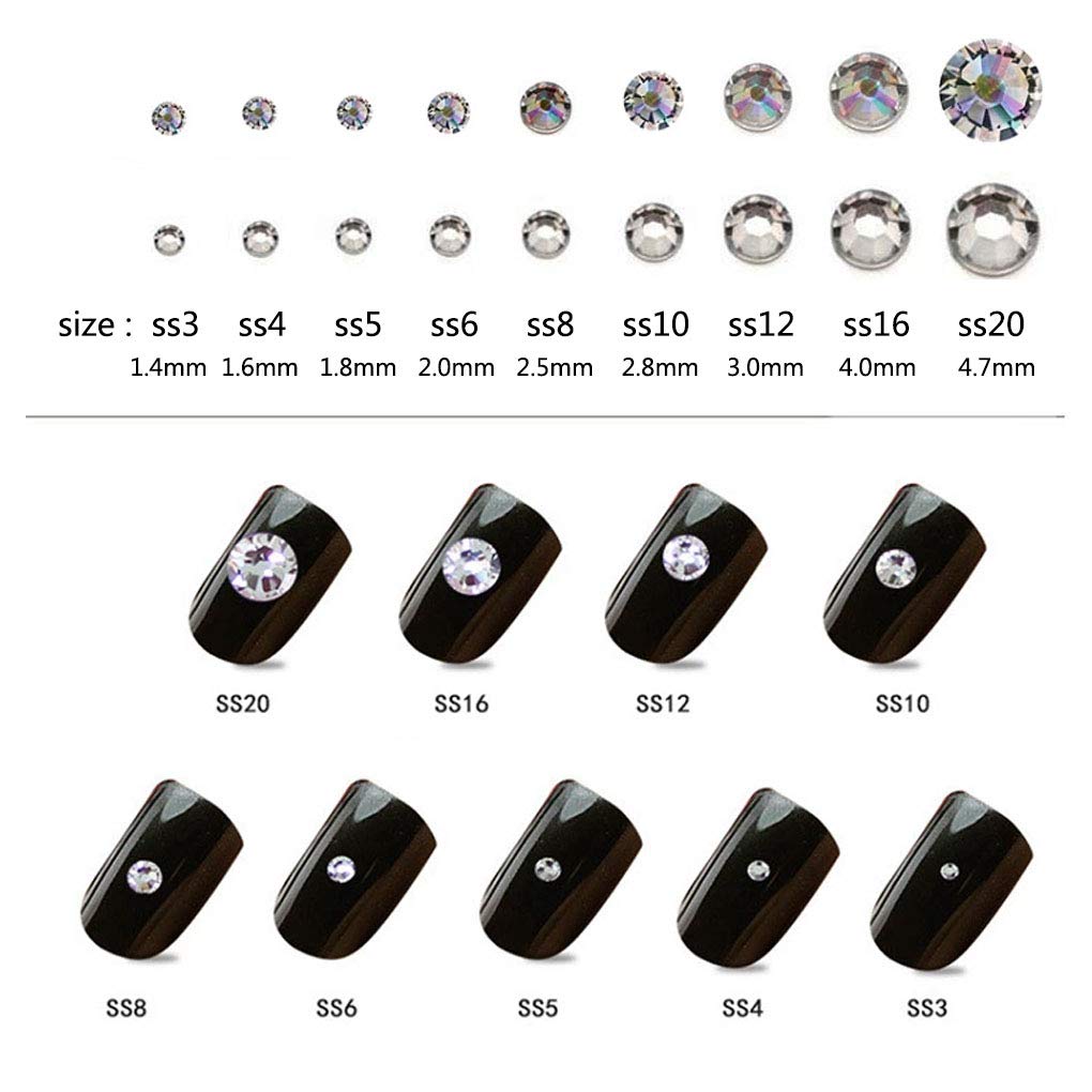 Rhinestones flat back gems round DIY decorative Nail Face and apparel accessories ss3-20 mix size(4320pcs black)