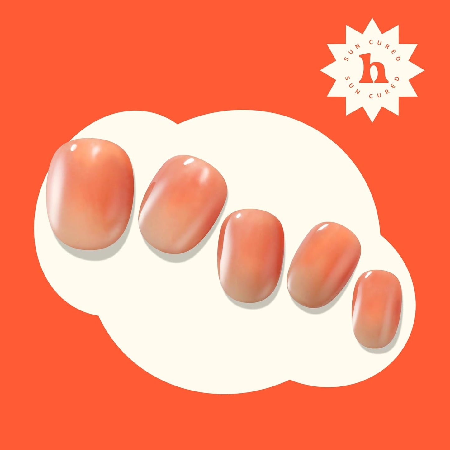 Semi Cured Gel Nail Strips | No LED Lamp Needed | Ombre, Orange, Spring | Easy Apply & Remove, Salon Quality |Includes 28 Strips, 1 Prep Pads, Nail File & Wooden stick - Hey, You're My Sunshine