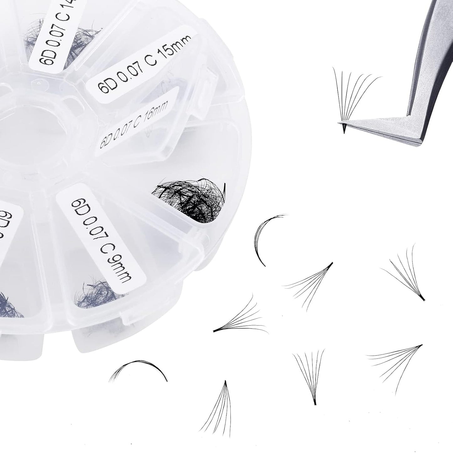 Pre-made Fans for Eyelash Extension 500+6D D Curl Handmade Loose Volume Lashes9-16mm