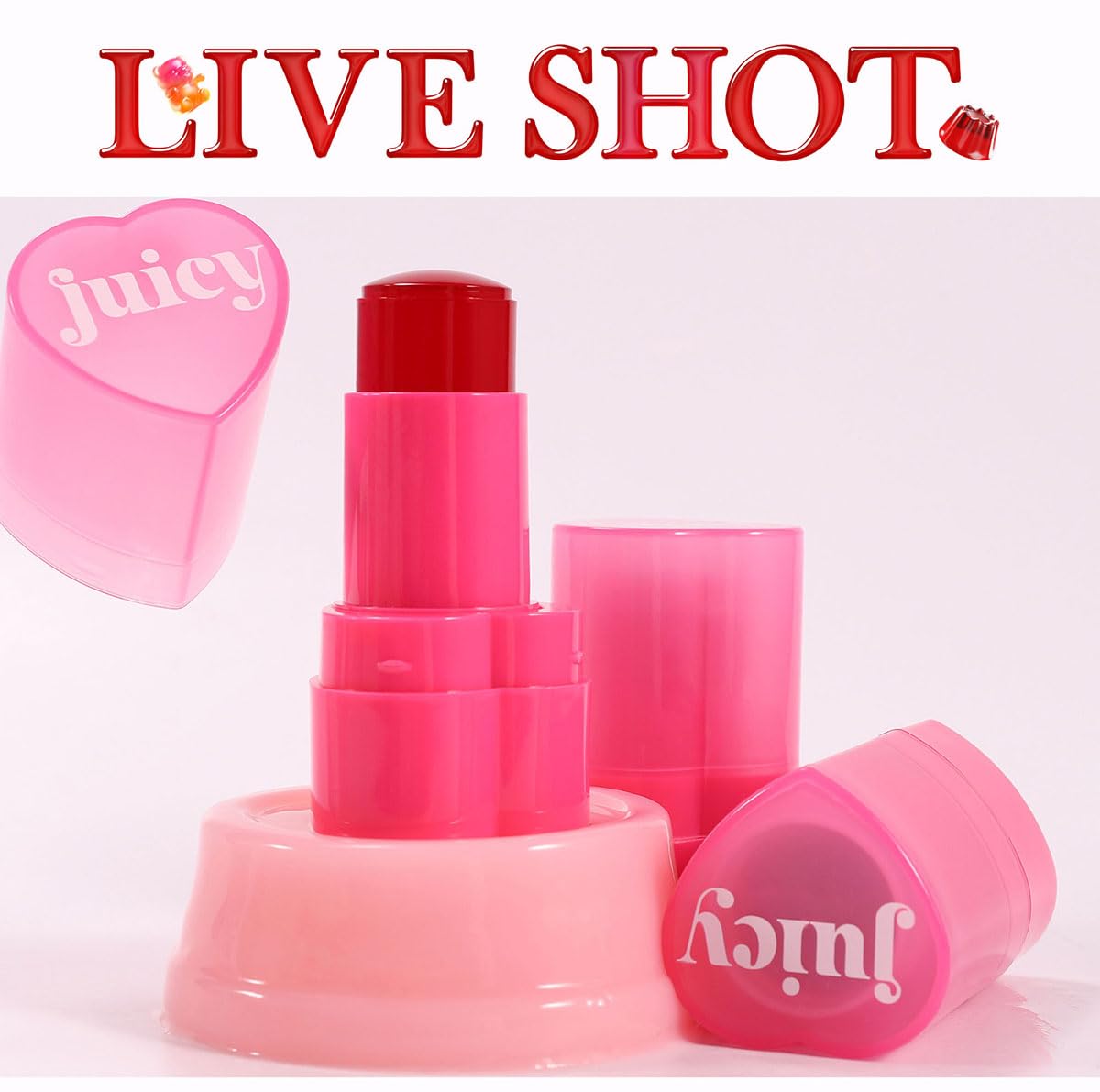 Cooling Water Jelly Tint Stick,Multi-Use Juicy Love Blush, 3-In-1cheek Blush & Eyeshadow & Lip Tinted Long-Lasting Moisture Stick,Bouncy Jelly Texture,Creates A Moist Watercolor Effect (#07, 0.32oz)
