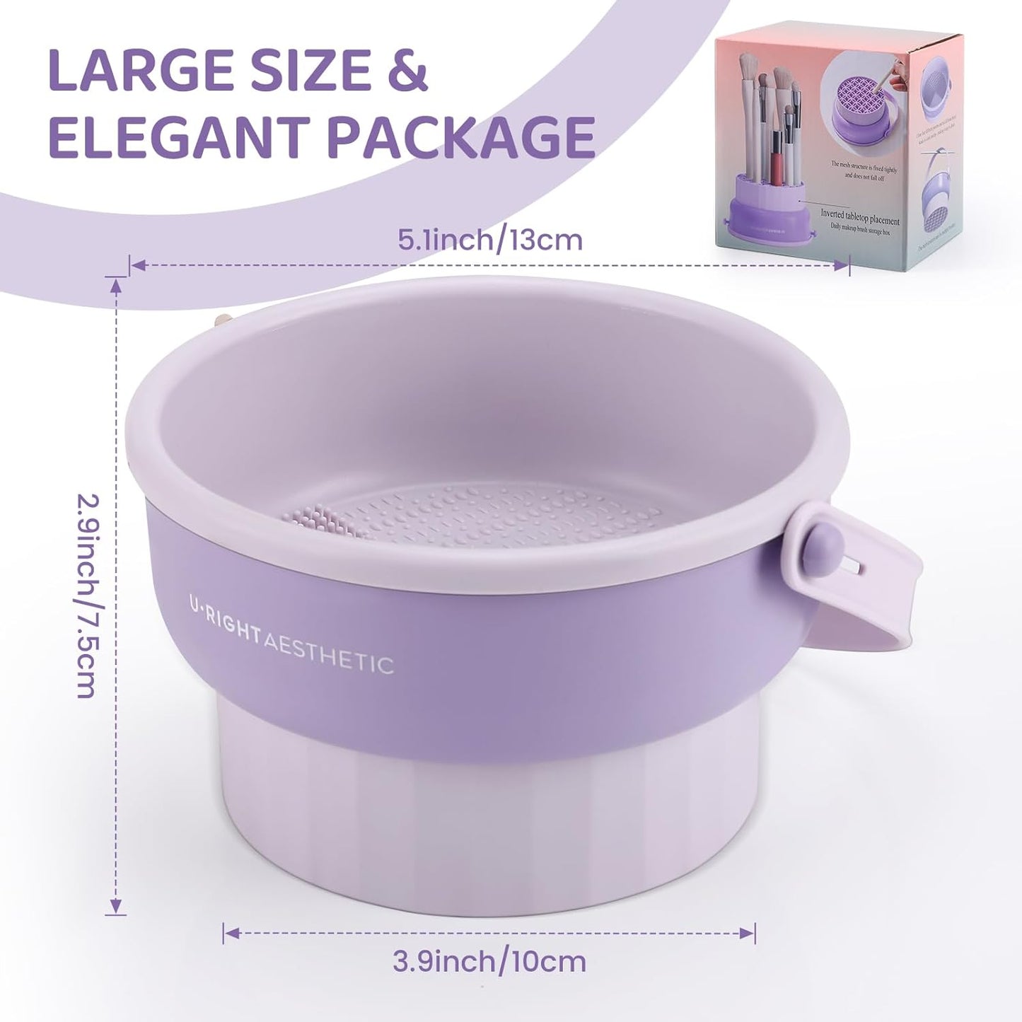 Makeup Brush Cleaner Mat 3 in 1 Silicone Makeup Brush Cleaner Bowl Cosmetic Brushes Cleaning Tool Organizer for Storage and Air Drying(Khkai