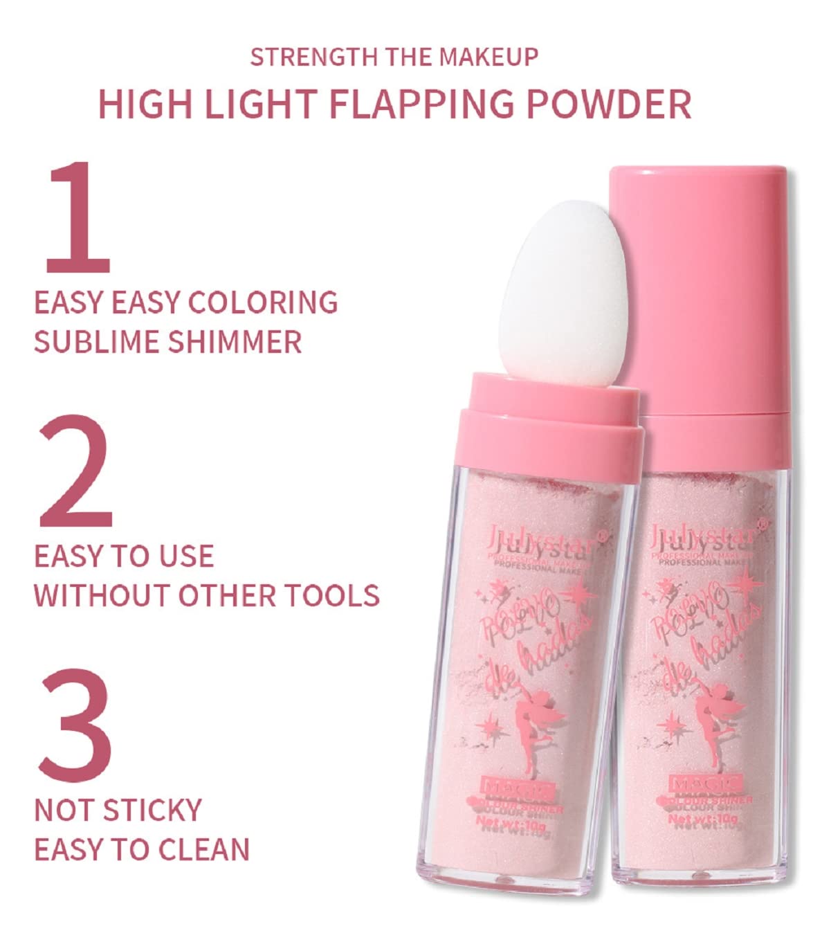 3 Colors Polvo De Hadas Body Brightens the Natural Three-Dimensional Face Blusher Fairy Highlight Patting Powder (3 Colors)