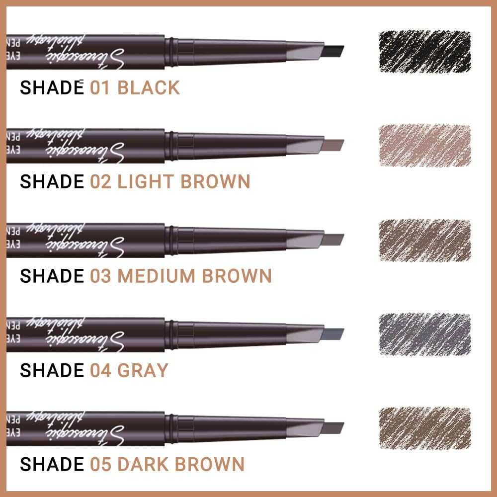 4 Pcs Ultimate Eyebrow Retractable Definer Pencils,Dual-Sided Natural Soft Textured Eyebrow Pencil for Daily Look Eyebrow Makeup,Brow Brush,Fine Tip lapiz de cejas-Black