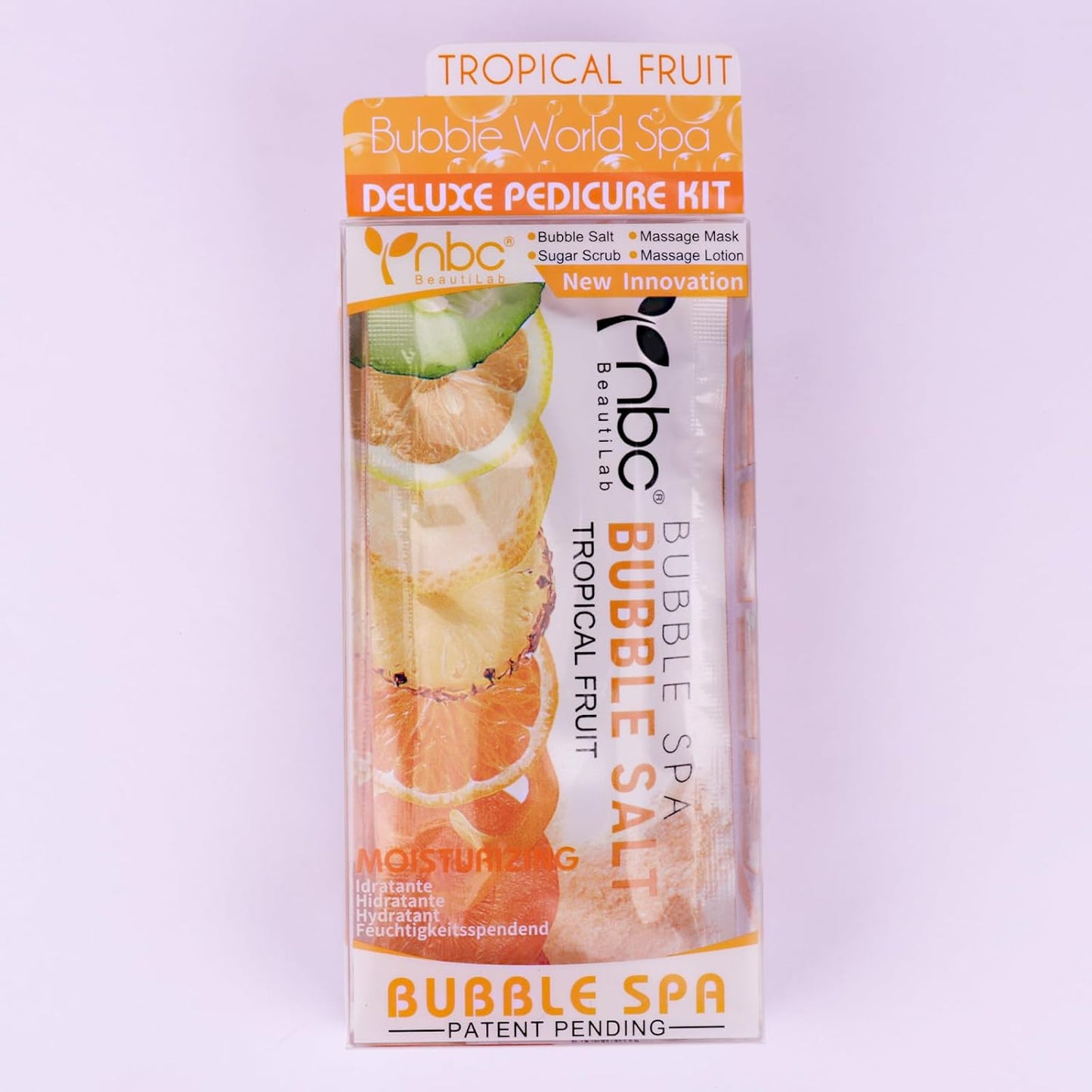 Pedicure Kit Foot Soak Set: Bubble Salt, Sugar Scrub, Massage Mask, Massage Lotion in a Box, 4 Step Foot Spa Kit for Dry Feet,Tired Feet (1 Set Mango)