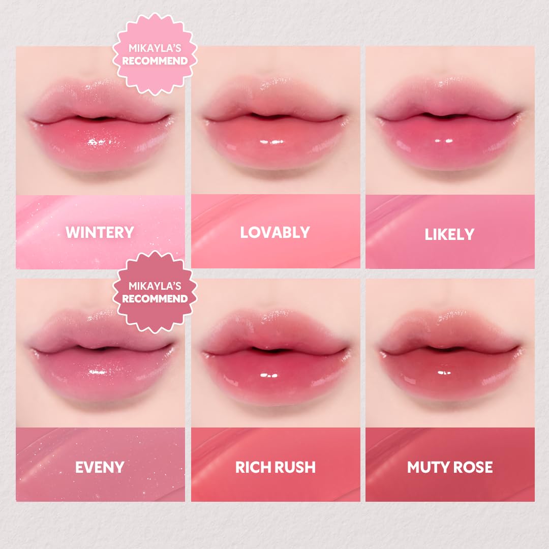 TIRTIR [*Mini Size Waterism Tinted Lip Gloss #20 Fever Red, 0.06 Fl Oz – Kiss Ready Lipgloss, 12H Long Lasting Non Sticky Natural Tinted Glow Korean Multiuse Cheek and Lip Tint for Women gift