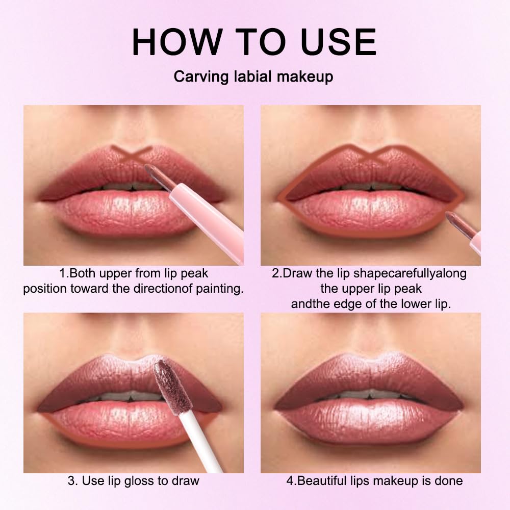 evpct Dark Bronze Metallic Shimmer Lip Liner and Lipstick Combo Lip Gloss Stains Set Makeup for Women Long Lasting Waterproof 24, Iced Mocha Frosted Metallic Glitter Glossy iridescent Liquid Lipstick