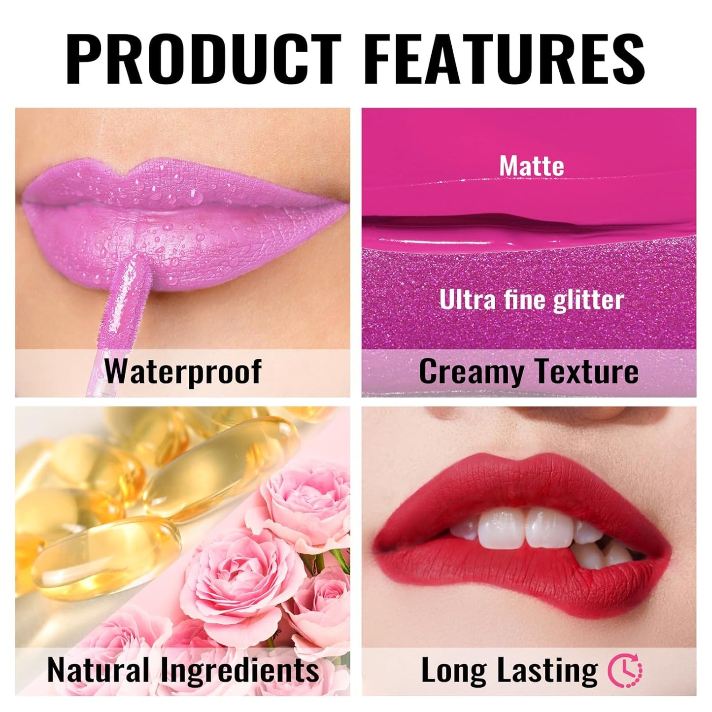Oulac Red Matte Lipstick for Women, Classic Red Lip Stain Long Lasting Waterproof, No Transfer, Creamy High Pigmented Formula with Rose Oil, Vegan & Cruelty-Free, M02
