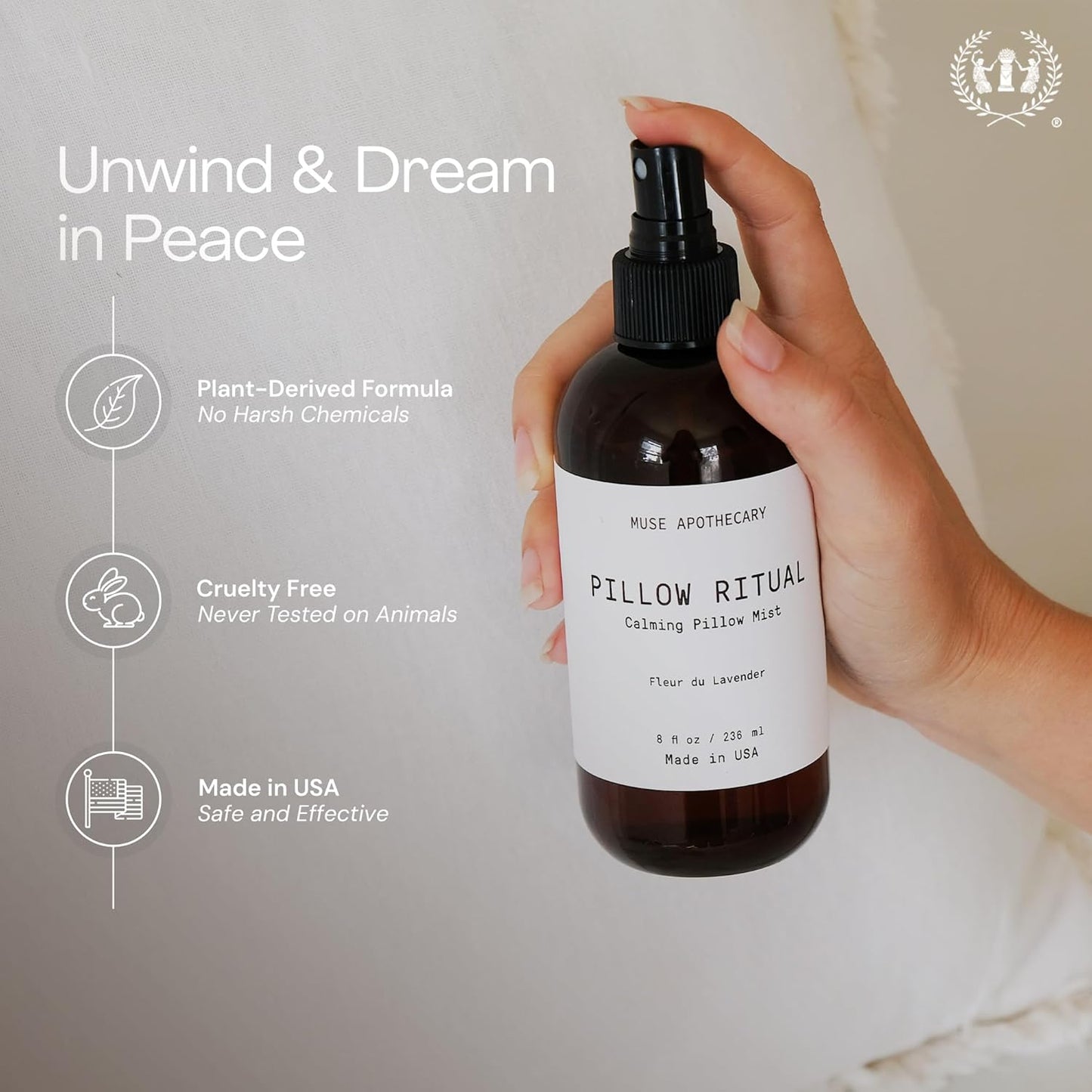 Muse Apothecary Pillow Ritual - Aromatic, Calming and Relaxing Pillow Mist, Linen and Fabric Spray - Infused with Natural Aromatherapy Essential Oils - 8 oz, Fleur du Lavender, 2 Pack