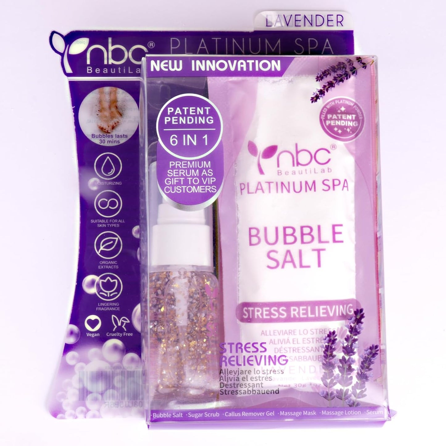 Pedicure Foot Soak Set - Upgraded 6 in 1 Foot Spa, Foot Bath Spa, Pedicure Kit for Tired & Dry Cracked Feet, Athletes Feet, Bad Odor, Softens Calluses (3 Set Lavender)