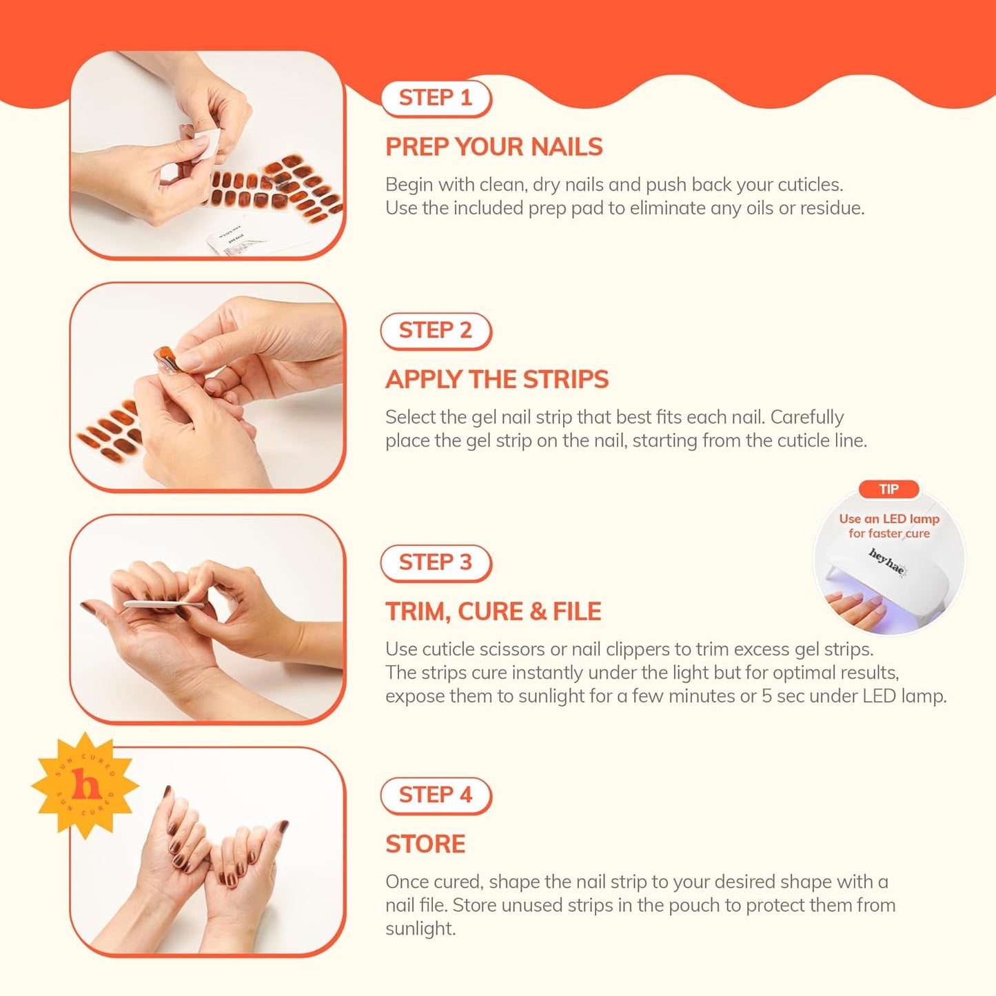 Semi Cured Gel Nail Strips | No LED Lamp Needed | Ombre, Pink, Spring | Easy Apply & Remove, Salon Quality | Includes 28 Strips, 1 Prep Pads, Nail File & Wooden stick - Hey, You Off Today?