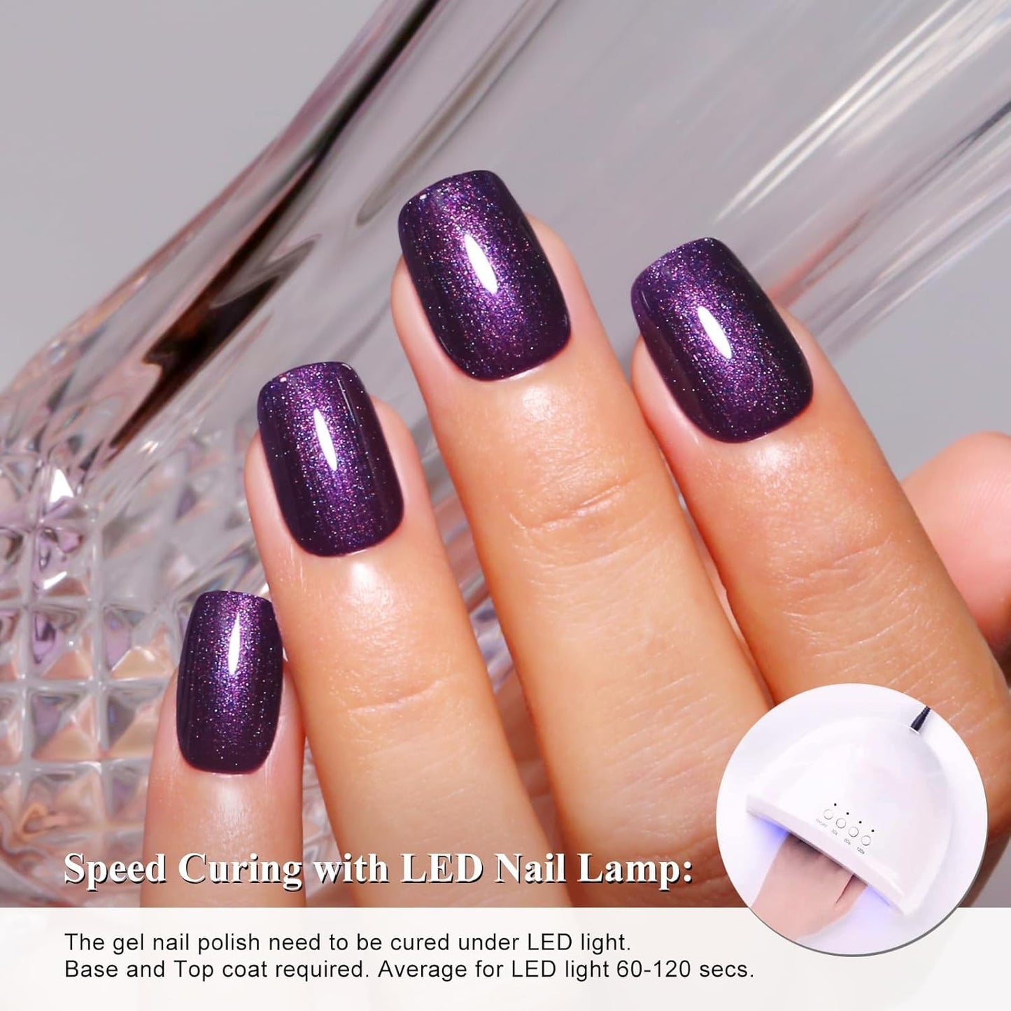 Imtiti Glitter Gel Polish,Light Purple Gel Nail Polish Nail Art Starter Manicure Salon DIY at Home(0.34 Fl Oz-1929)