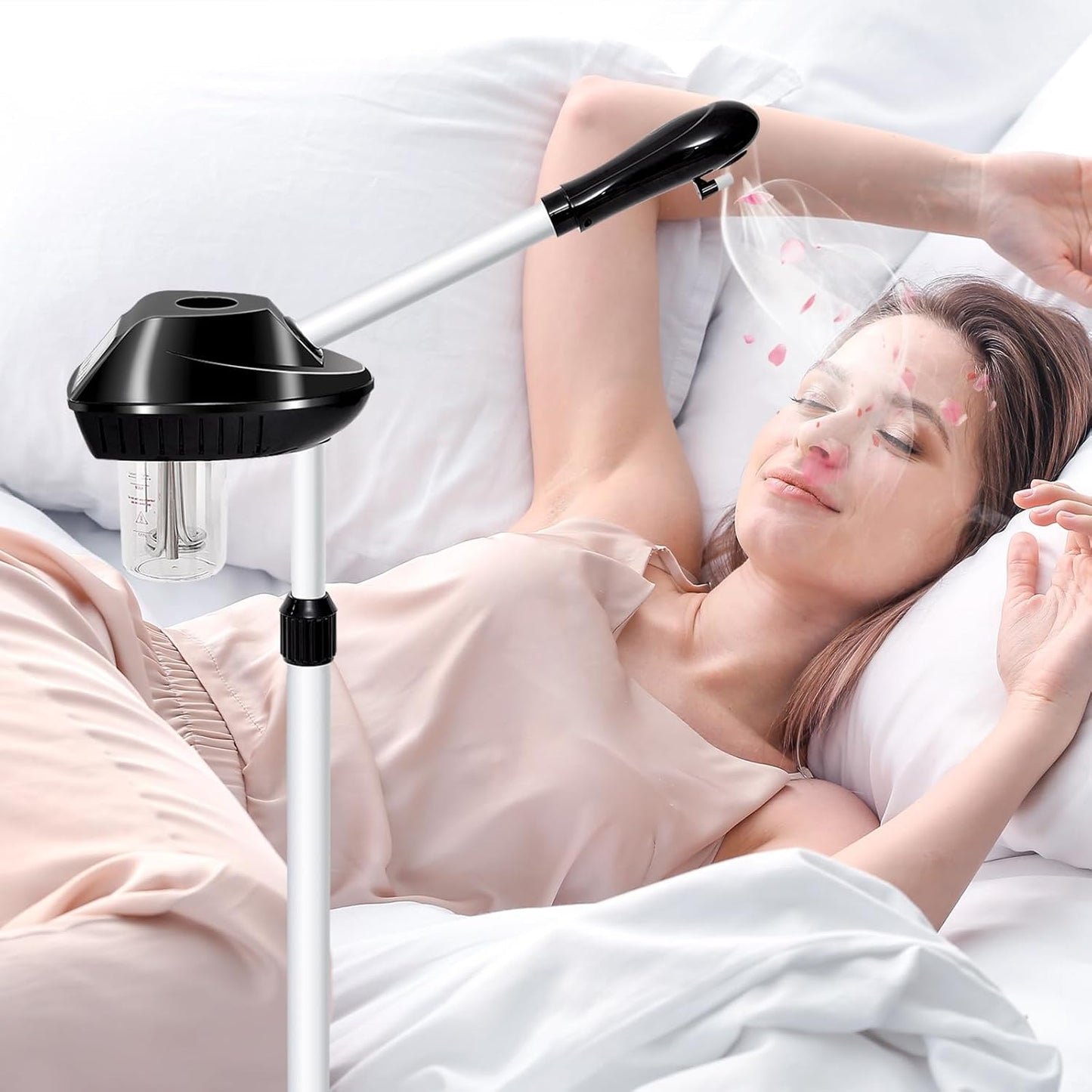 Professional Facial Steamer on Wheels, Facial Steamer for Facial Deep Cleaning, Facial Humidifier for Spa, Adjustable Height for Spa, Salon and at Home Use