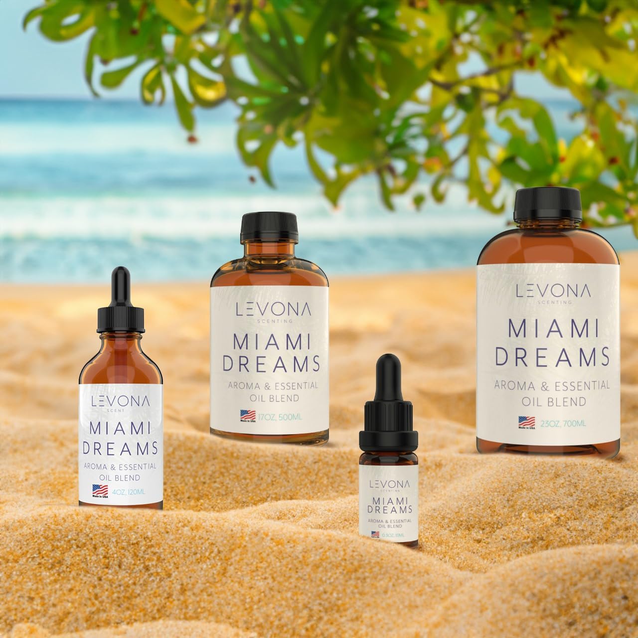 Levona Scent Essential Oils for Diffusers for Home: Miami Dreams Hotel & Home Luxury Scents Fragrance - Aroma Oil with Notes of Bergamot Oil & Pine Essential Oil -10 Ml Scented Oils for Diffuser
