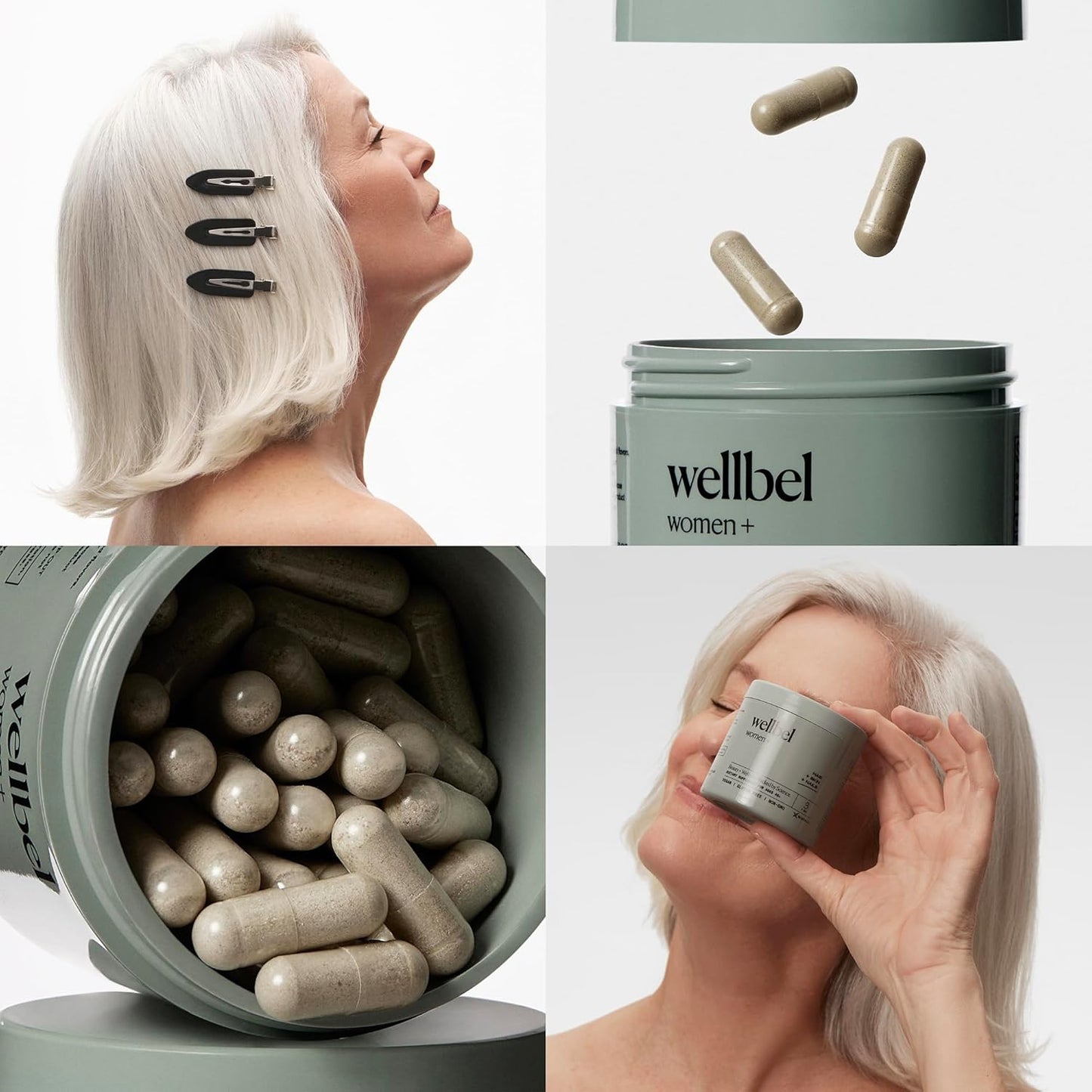 WELLBEL Women + Clean Supplement for Hair, Skin, and Nails, Vegan, Gluten Free, Non GMO 90 Count