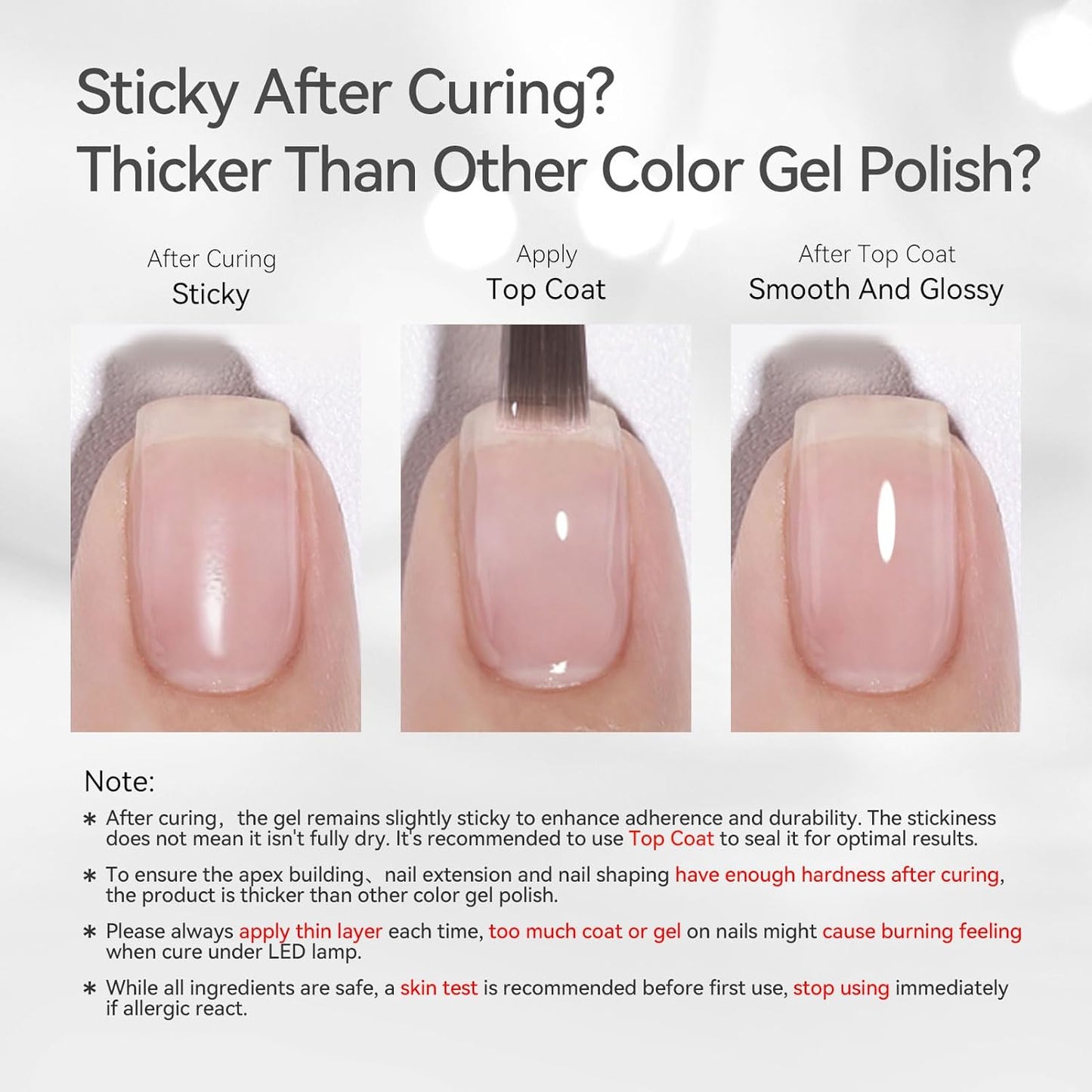 BORN PRETTY Builder Gel for Nails, 8-in-1 Extension Gel Strengthener Gel Hard Builder Nail Gel Base Top Gel, Natural Nude Gel Builder Rhinestone Nail Glue Gel in A Bottle 15ML