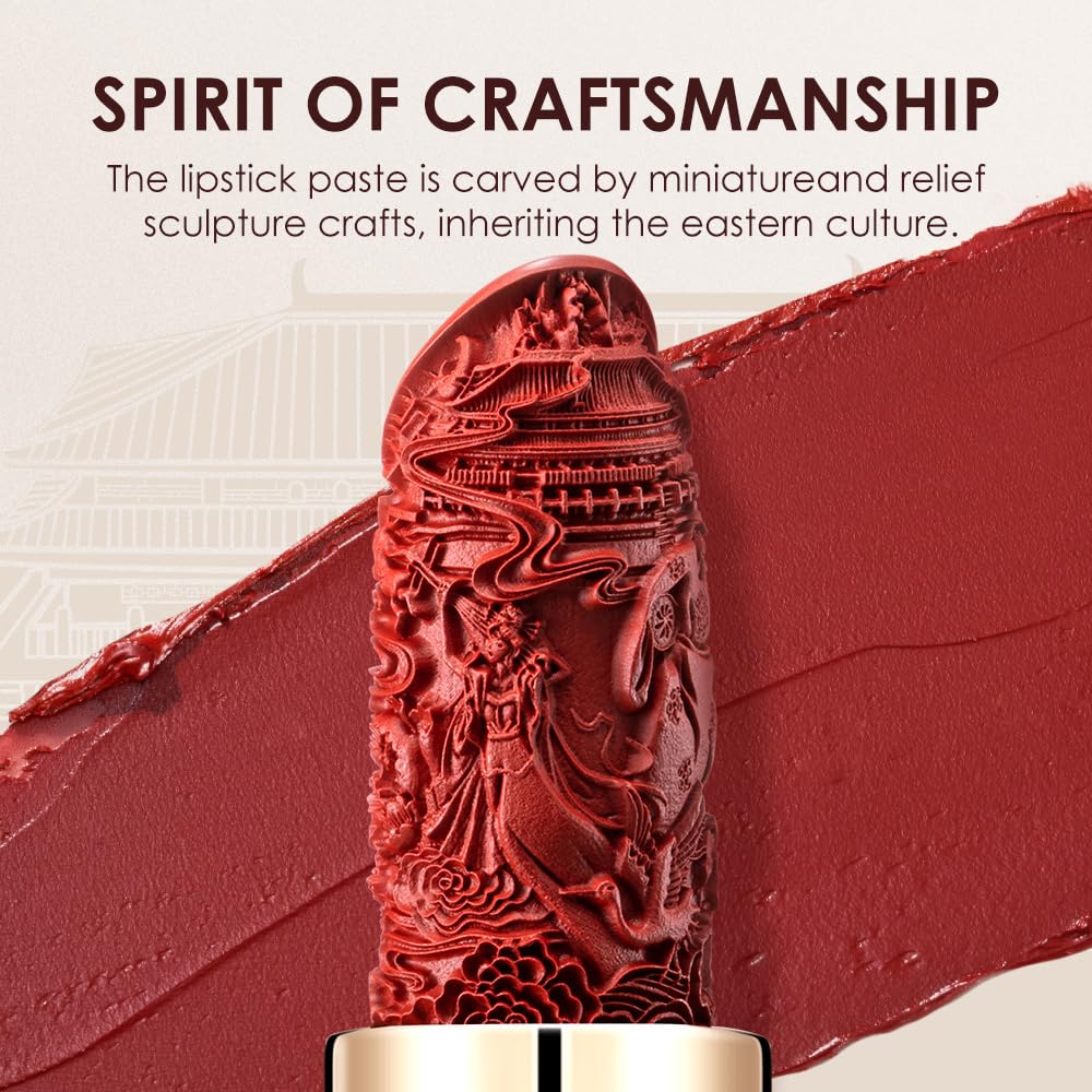 Catkin Rouge Matte Lipstick, Nude Waterproof Long Lasting Carving Satin Moisturizing Smooth Soft 0.13 Ounce-Chinese Style (CO137)