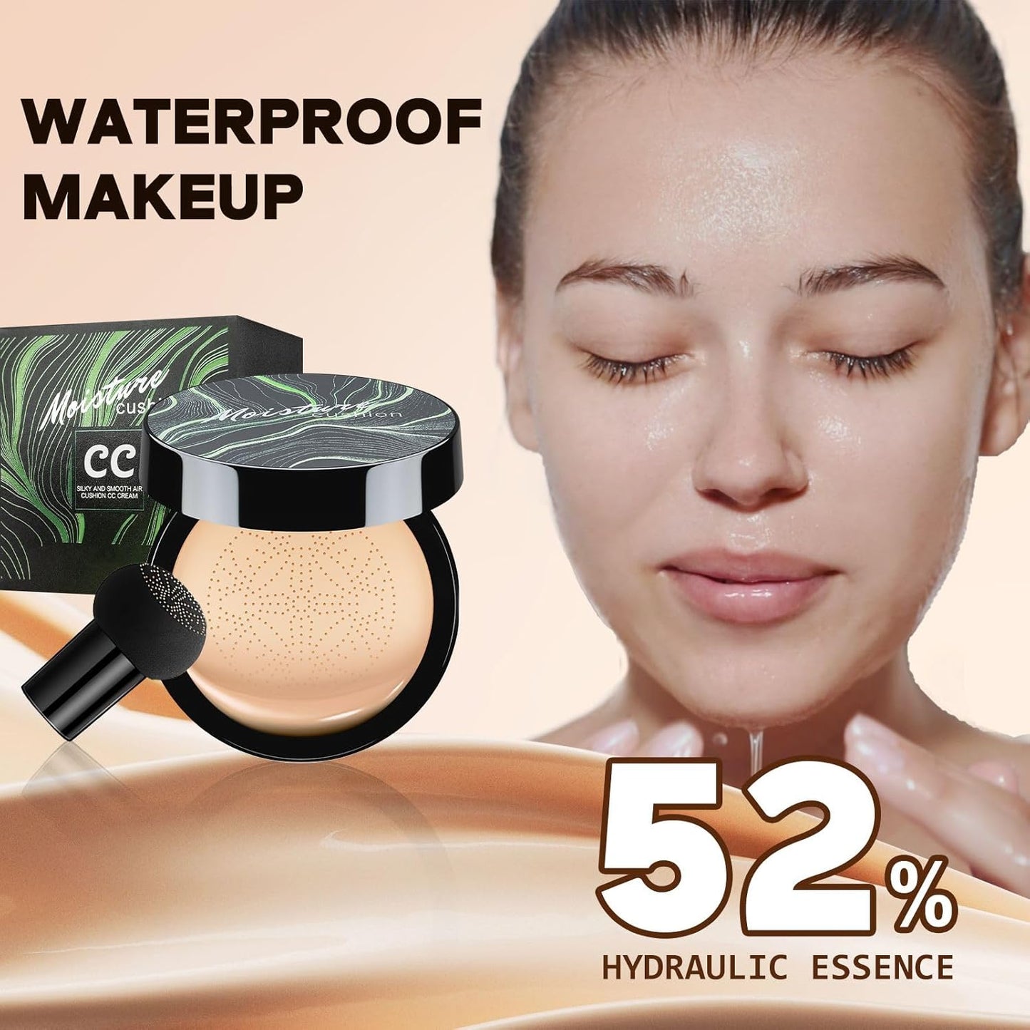 Mushroom Head Air Cushion CC Cream - BB Cream Foundation Makeup Concealer Moisturizing Oil Control, Long-Lasting & Waterproof, Easy Makeup Even Skin Tone (Medium, 3.21 Ounce (Pack of 1))