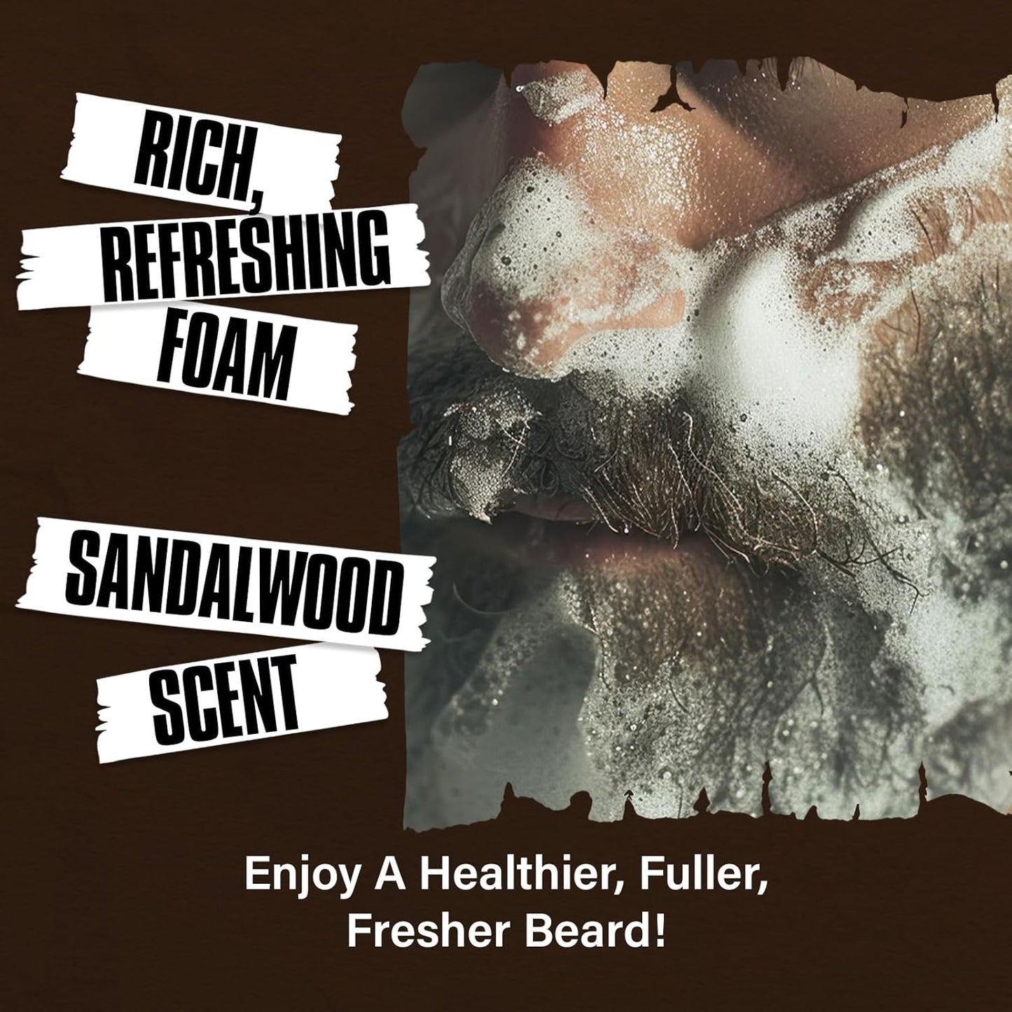 2-in-1 Beard Wash and Conditioner – Cleanse, Hydrate & Soften Dry, Coarse Beard, Beard Shampoo for a Fuller & Healthier Beard –Sandalwood Scent, 8.45 oz