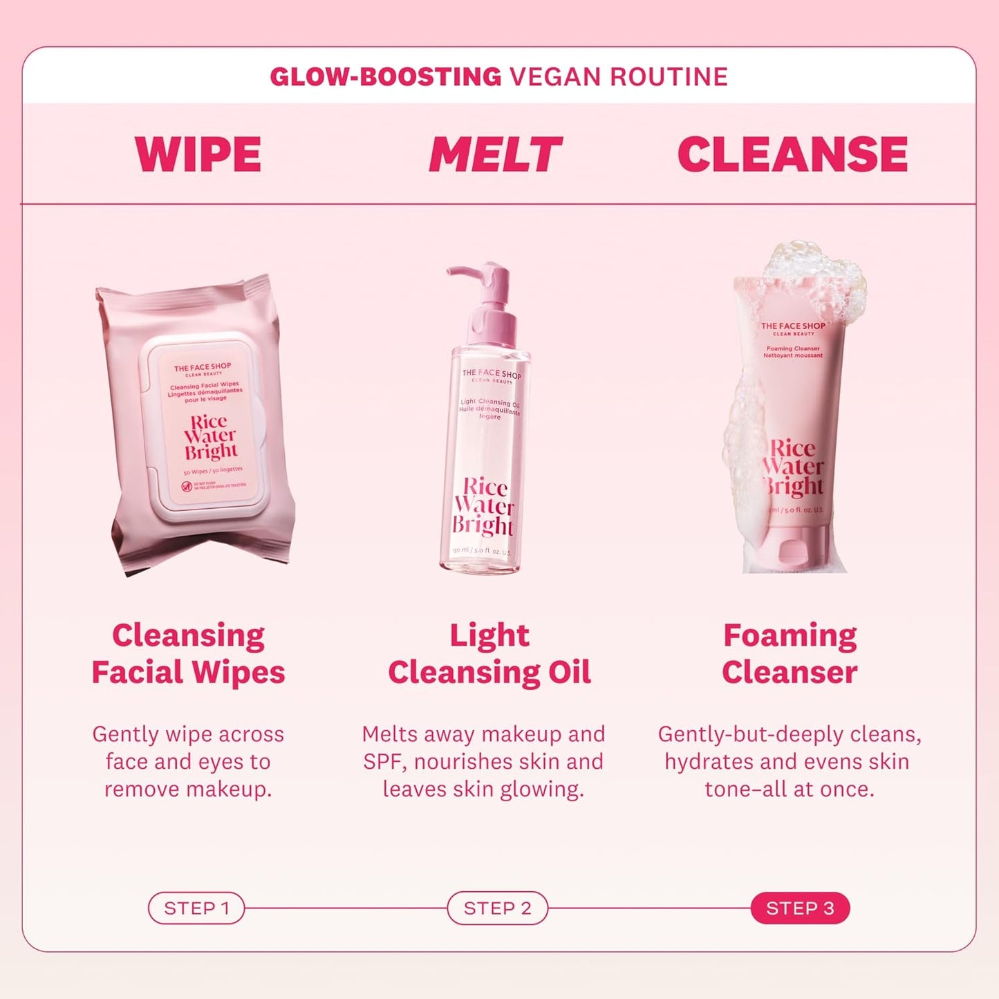 The Face Shop Rice Water Bright Foaming Facial Cleanser with Ceramide, Gentle Face Wash for Hydrating & Moisturizing, Vegan Face Cleanser, Makeup Remover, Korean Skin Care for All Skin Types, 150ml