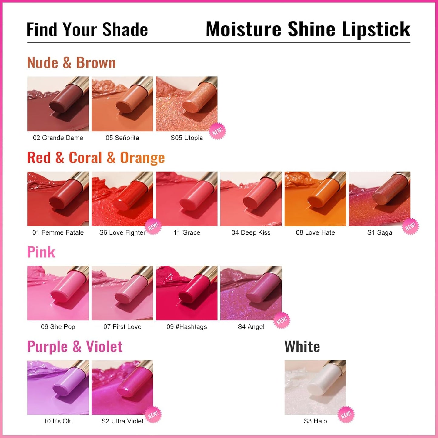 Oulac Moisture Peach Nude Lipstick - 2 in 1 Shimmer Lipstick & Lip Balm, Shimmer Soild Lip Gloss, Lightweight Smooth, Natural Look Best for Dry, Cracked and Chapped Lips, Vegan 2.2g/0.07oz (S05)