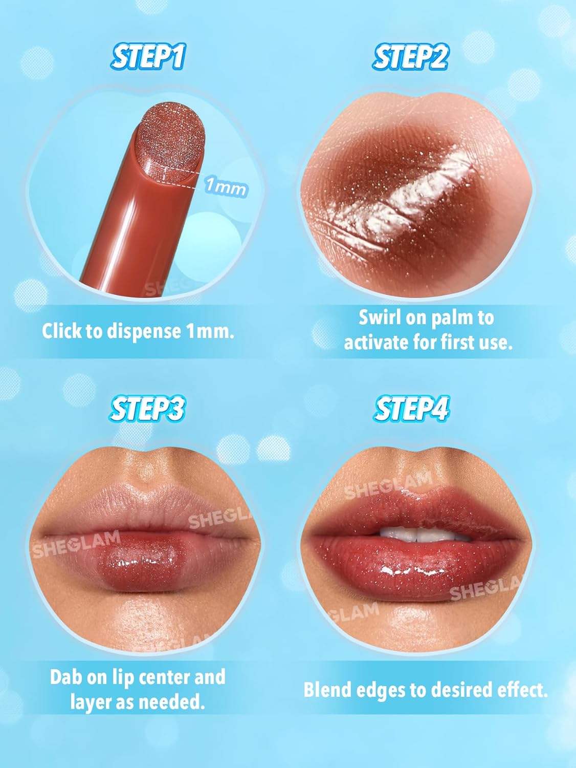 SHEGLAM Pout-Perfect Moisturizing Solid Lip Gloss Shimmer Lip Plumper - Violet Fizz