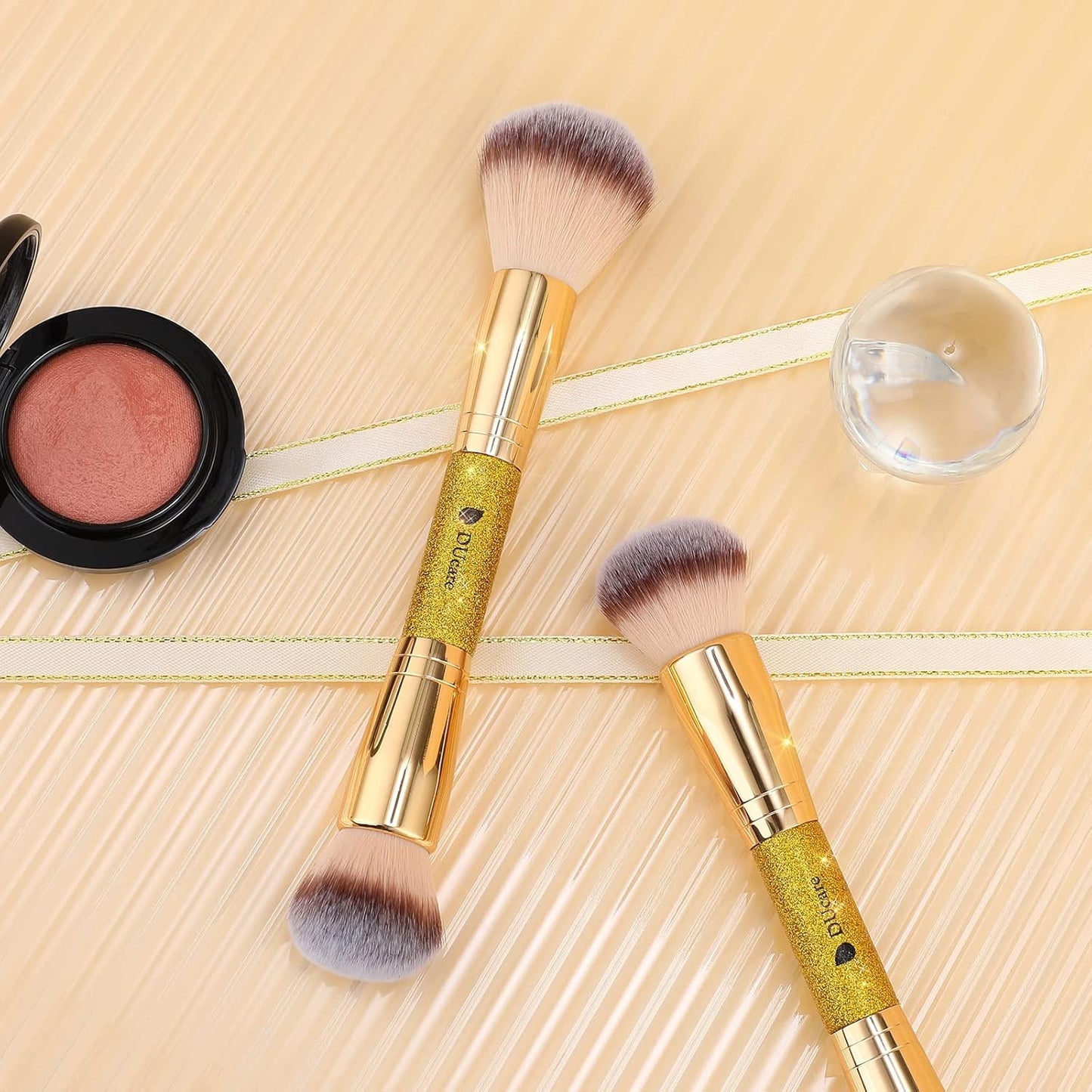 DUcare Foundation Powder Brush Double Ended Blush Makeup Brushes, Duo Bronzer Blush ideal for cream or powder