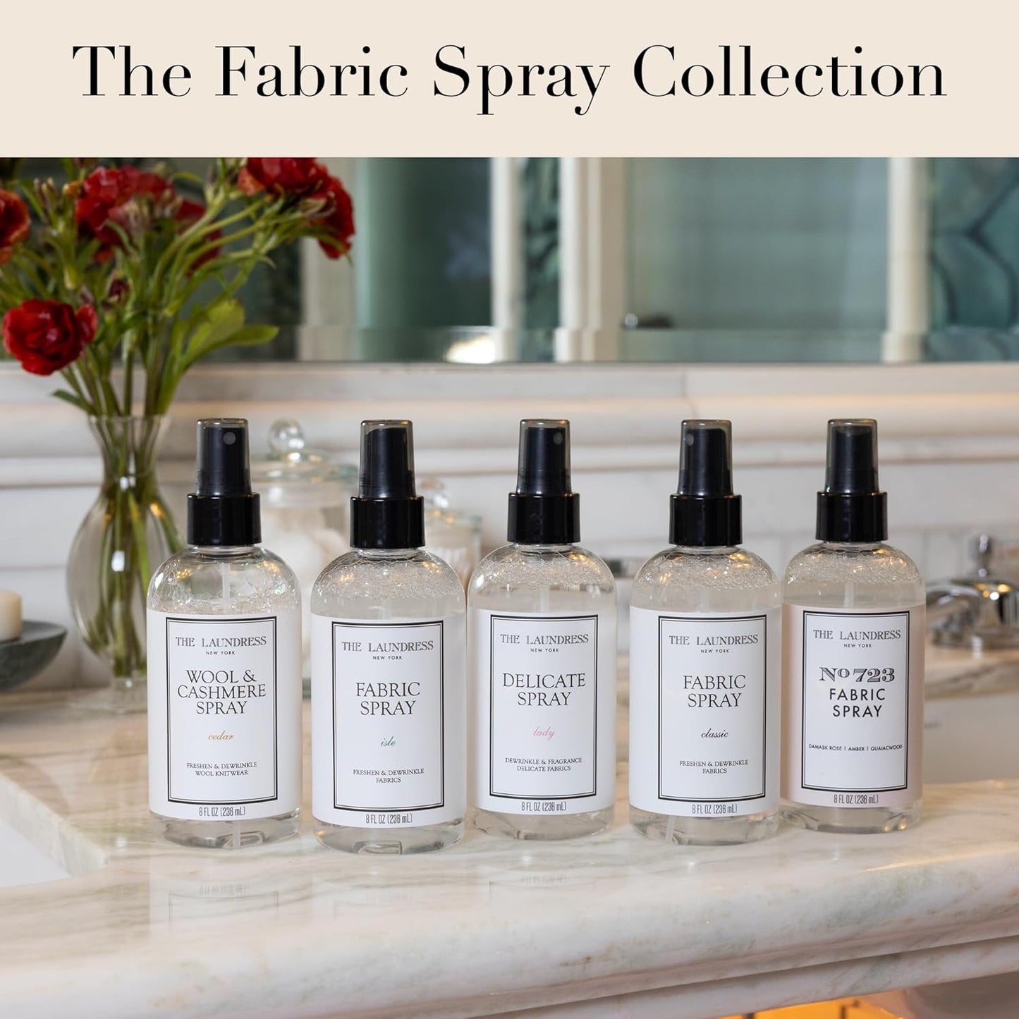 The Laundress Delicate Fabric Spray, Wrinkle Release Spray, Upholstery and Linen Spray, Silk & Lingerie Refresher, Lady Scent, Citrus, Rosewood, Musk, 8 Fl Oz
