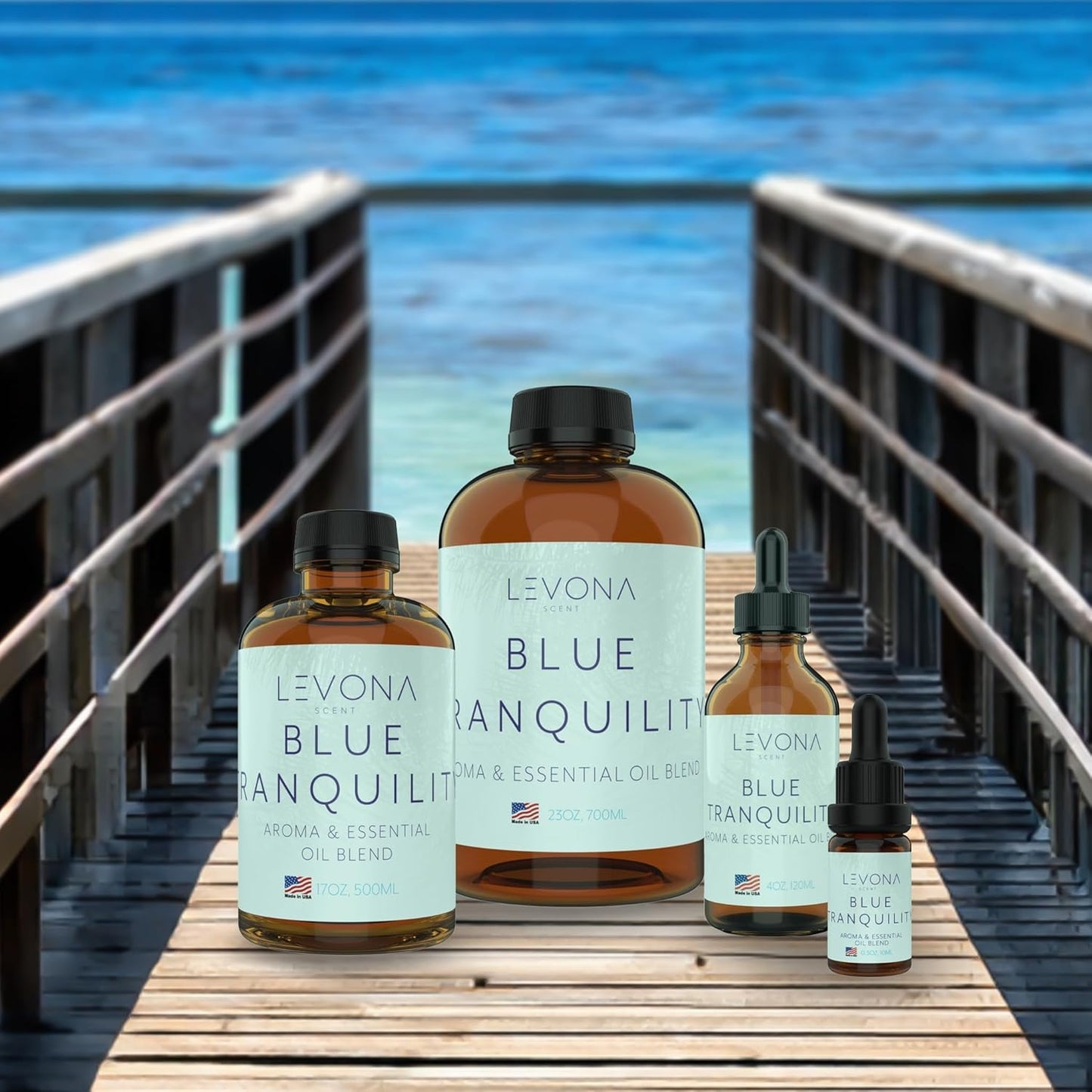 Levona Scent Pure Essential Oils: Blue Tranquility Essential Oils - Home Luxury Scents for Diffusers for Home, Hotel & Office - Scented Fragrance Oil Blends - Essential Oil for Humidifiers - 700 Ml