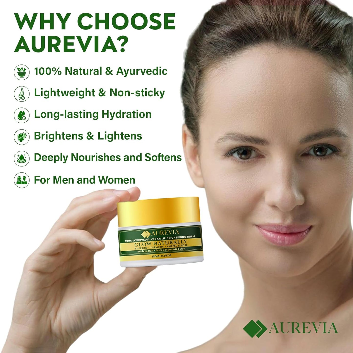 Vegan Ayurvedic Lip Balm โ Naturally Lightens Dark Lips & Brightens Tones โ Deeply Hydrating & Moisturizing for Dry, Chapped Lips โ Plant-Based