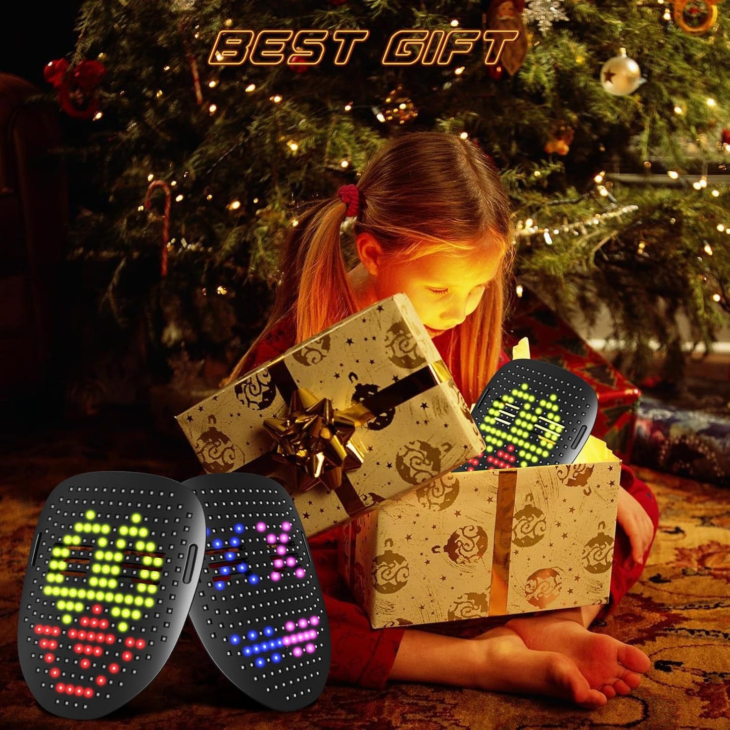 AIGLUN LED Face Transforming Mask with Gesture Control Fun - Cool stuff Halloween Cosplay and Christmas Parties