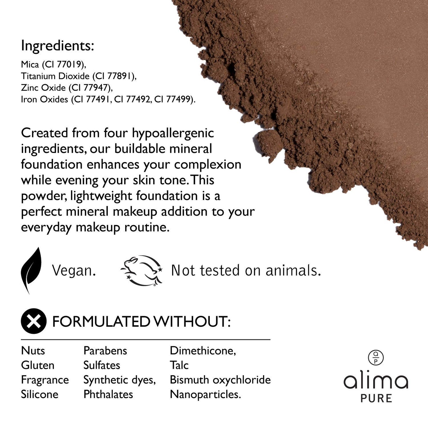 Alima Pure Matte Foundation - Loose Mineral Powder Makeup, Oil Free Talc Free, Natural Full Coverage .15 oz/4.5g