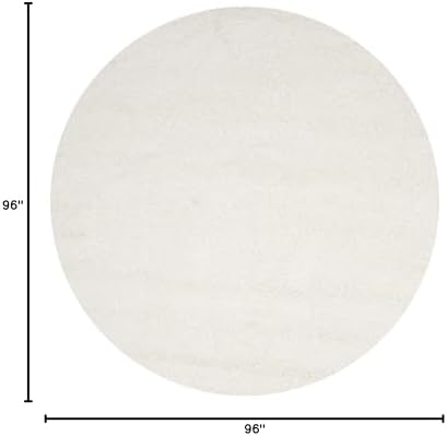 SAFAVIEH California Shag Round Rug 8', Soft Plush Modern White SG151-1010 - Image 2