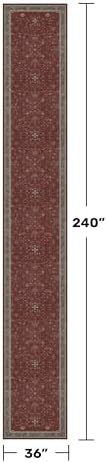 Hazo Haus Burgundy Washable 3x20 Extra Long Hallway Runner Rug, Neutral Boho - Image 2