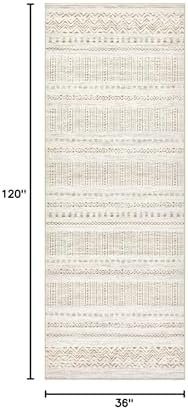 cotiled Hallway 3x10 Runner Rugs Washable Boho Rug Brown Cream - Image 2