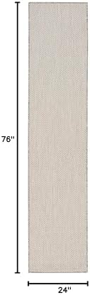 Nourison Home Courtyard 6' Runner Indoor/Outdoor Serged Edges Runner Ivory - Image 2