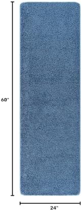 Area Rug 2x5 Blue Runner Washable Indoor Rug Ultra Plus Thick Pile Solid Non - Image 2