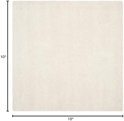 SAFAVIEH Milan Shag Collection 10' x 10' Square Ivory SG180 Solid Non-Shedding - Image 2