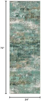 BEIMO 2x6 Runner Rug for Hallway, Turquoise Washable Abstract Non Slip Rug - Image 2