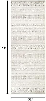 cotiled Hallway 3x10 Runner Rugs Washable Boho Rug Brown Cream - Image 2