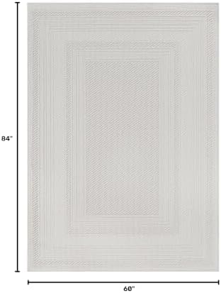 Luul Home Micro Loop Indoor Rug White 5x7 Boho Geometric Neutral Area Rugs - Image 2