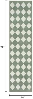 Lahome Zelie Checkered Washable 2x8 Green Runners - Image 2
