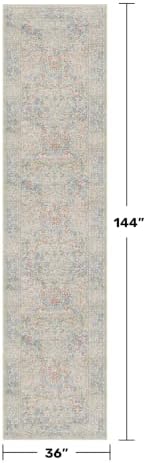 Vintage Beige Blue 3x12 Runner Rug - Image 2