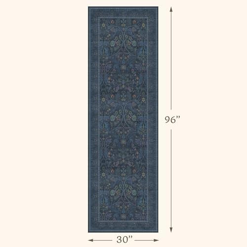 2'6"x8' 8ft Kitchen Runner Rugs Washable, Dark Blue Long Runner Rugs Non Slip - Image 2