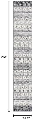KUTA Boho Runner Rug for Hallway 2.6x16 Moroccan Washable Black Navy Blue - Image 2